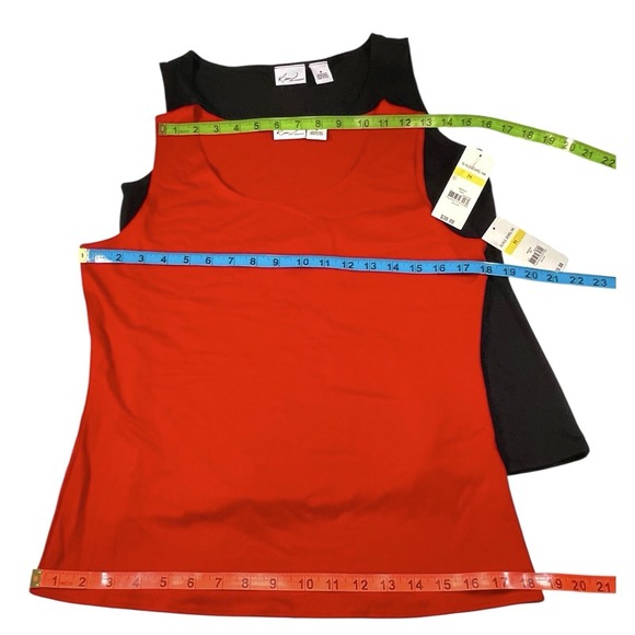 NEW 2 Pack Kim Rogers Medium Sleeveless Tank Top Red/Black Lightweight Classic - Picture 3 of 5